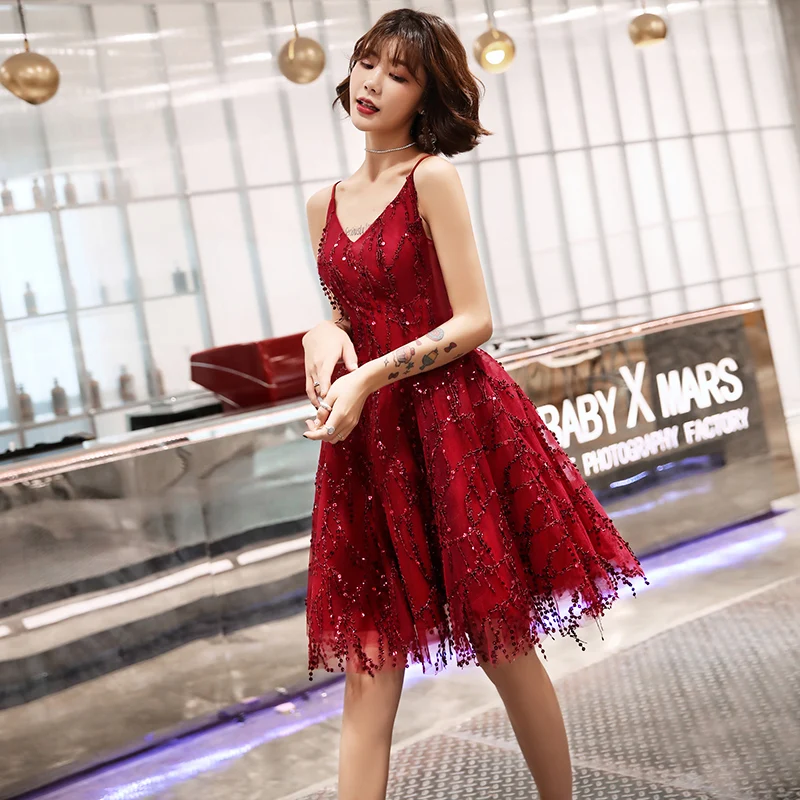 Бургундия Спагетти ремень для женщин атласное вечернее платье Cheongsam Сексуальная шикарная Роскошная Vestidos De Festa блестки облегающий кружева Qipao