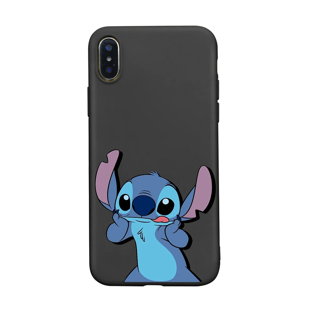 Милый чехол для телефона для iphone 8, 7, 6, 6s Plus, 5S, SE, Ститч, мультипликационный, разноцветный, мягкий, TPU, чехол для телефона для iphone X, XS, XSMAX, XR, чехол - Цвет: black-4307