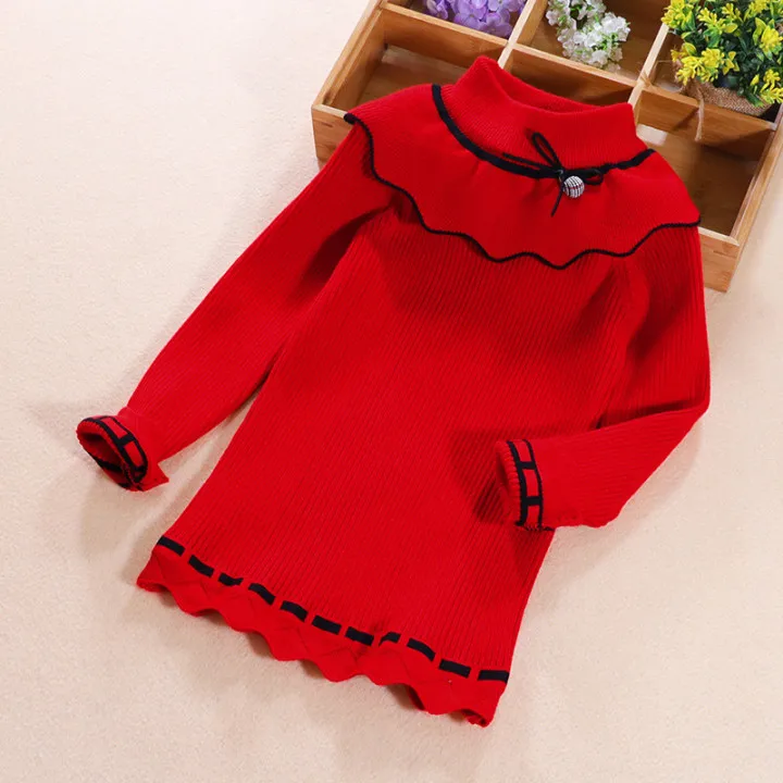 Модный детский вязаный пуловер свитер для девочек сезон осень зима вязаная