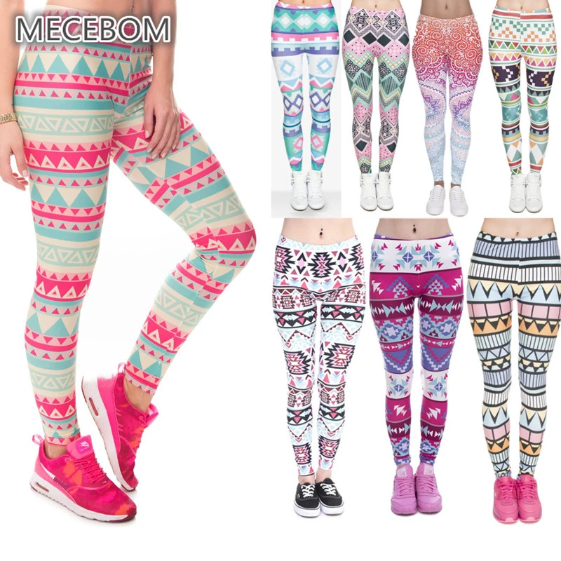 Женские модные леггинсы розовые черные геометрические узоры принт тонкие