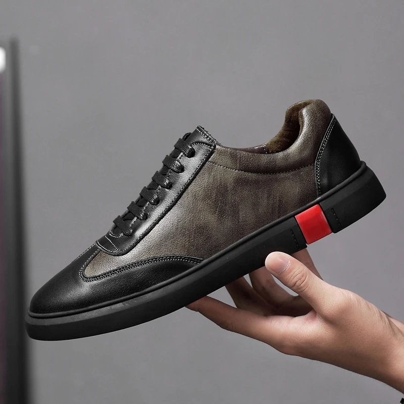 Мужские дышащие кожаные прогулочные туфли высококачественные мужские кроссовки