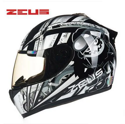 Z18 knight black whi Подлинный мотоциклетный шлем ZEUS DOT ECE 2205 мужские Полнолицевые зимние каски для мотогонок, мотоциклистов, снегоходов - Цвет: Z18 knight black whi