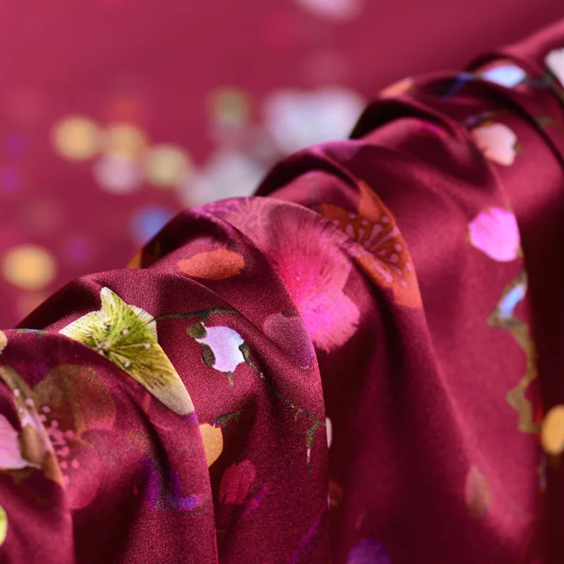 Цифровая печать шелковой ткани модная одежда материал стрейч атласная ткань