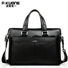 Брендовая мужская сумка P.KUONE из натуральной кожи, деловой портфель для ноутбука 14 и 15 дюймов