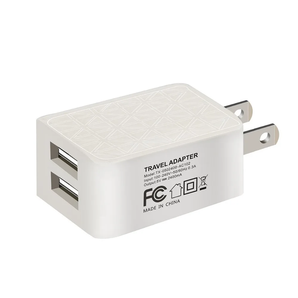 50 шт. USB настенное зарядное устройство 12 Вт 2.4A два usb порта быстрое портативное USB дорожное настенное зарядное устройство с Умной технологией