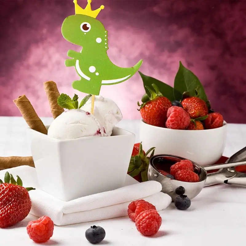 6 шт. бумажный топ в форме динозавра для детей день рождения торт флаг кекс десерт