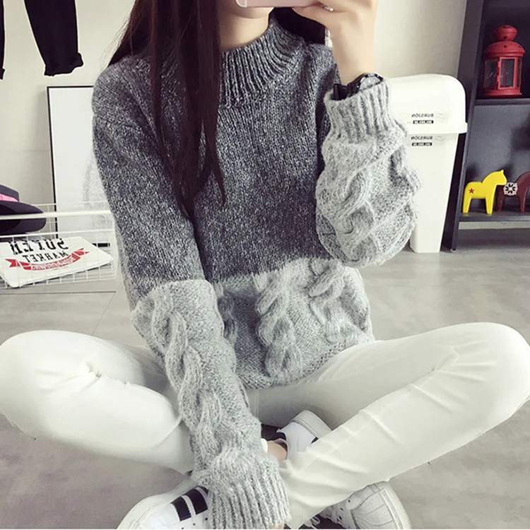 2017 Sleeve women's sweater Loose Knit sweaters Blanche New Winter Woman Clothing And Pullovers Vestidos MMY16852 | Женская одежда
