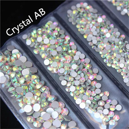 Crystal AB Micui 1440 шт, SS3-SS10, Микс, 6 размеров, AB кристаллы, стеклянные стразы, блестящий кристалл, не исправление, стразы для украшения ногтей MC992 - Цвет: Crystal AB