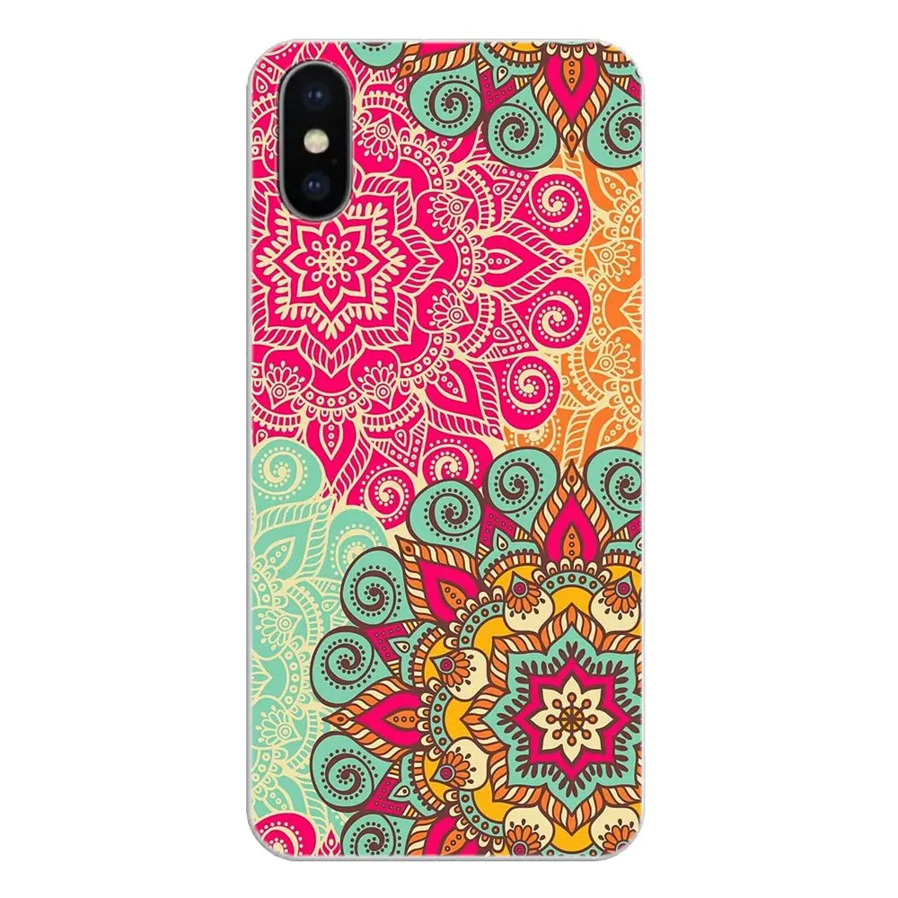 For iPhone XS Max XR X 4 4S 5 5S 5C SE 6 6S 7 8 Plus Samsung Galaxy J1 J3 J5 J7 A3 A5 Soft Cover artistic Paisley mandala flower |
