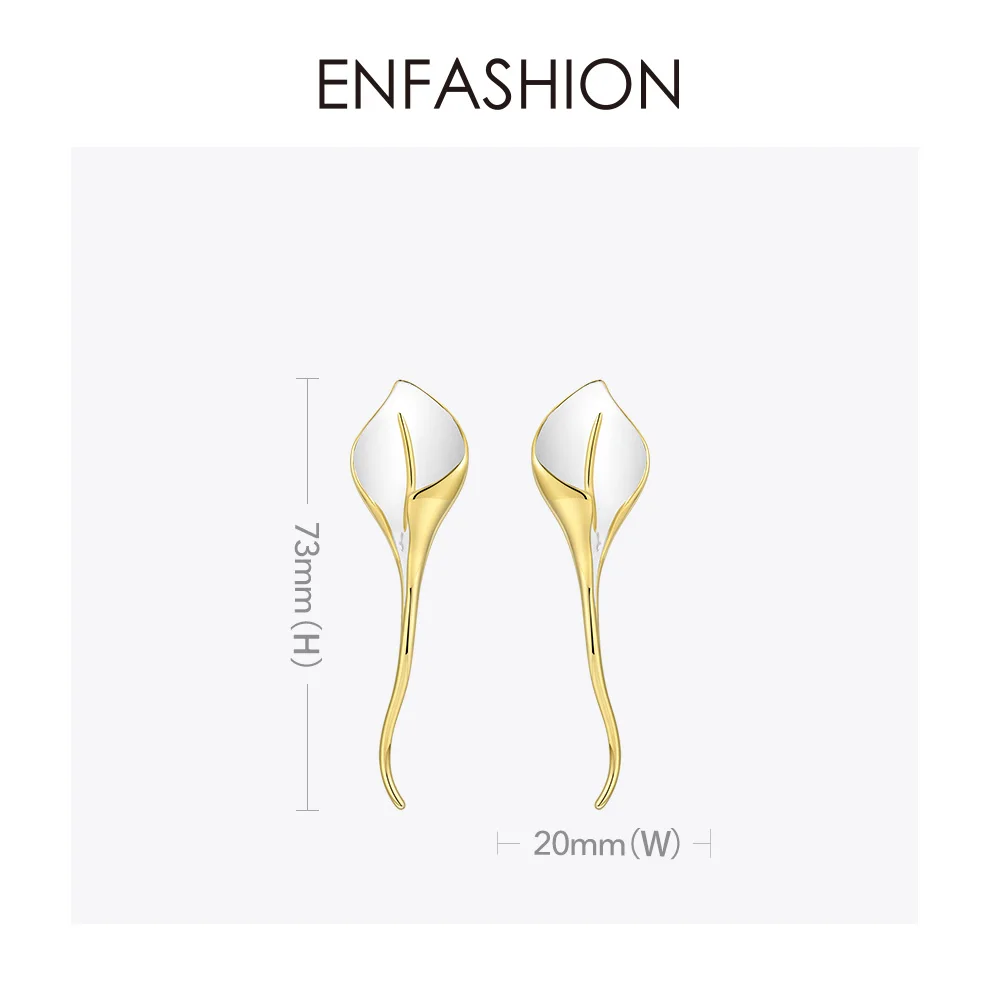 ENFASHION белые серьги-гвоздики с цветком лилии Калла для женщин золотого цвета милые длинные серьги-листья модные ювелирные изделия вечерние подарки EC191063