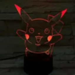 Pikachu 3 Крутой Пикачу 3D лампа Покемон мультфильм светодиодный ночник 7 цветов Новинка USB Рождественское украшение на стол для дома лампа игрушка-подарок для детей - Испускаемый цвет: Pikachu 3
