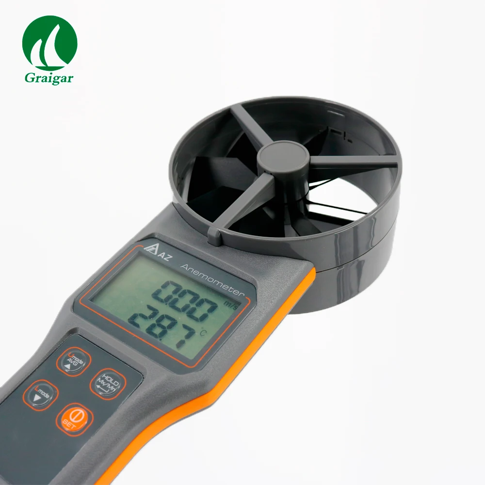 

AZ8919 High Precision Digital Anemometer CO2 Air Quality Detector Wind Speed Range 0.2~30M/S