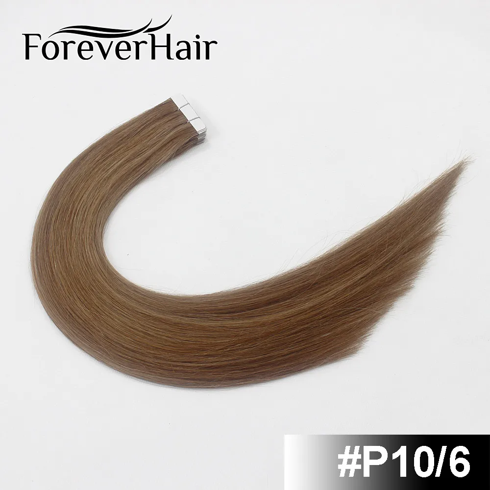 Накладные волосы FOREVER HAIR 2,0 г/шт., 18 дюймов, волосы Remy на ленте для наращивания, рояльный цвет, прямые европейские человеческие волосы для наращивания в салон - Цвет: P10/16
