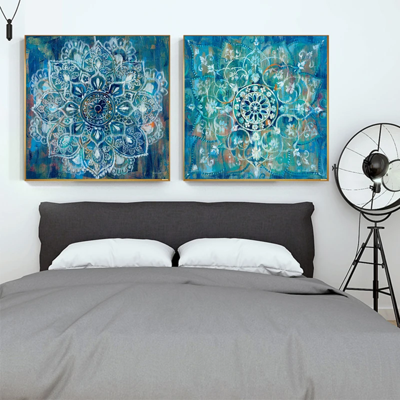 

Modern Mandala Flower Wall Art Canvas Prints Vintage Poster Prints Canvas Paintings On The Wall For Bed Room Cuadros Decor