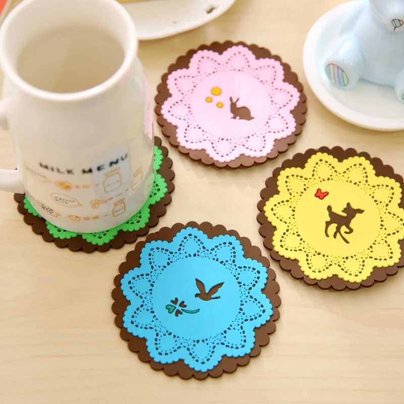 Силиконовый коврик для чашки в виде оленя птицы молока кролика леса|Коврики и