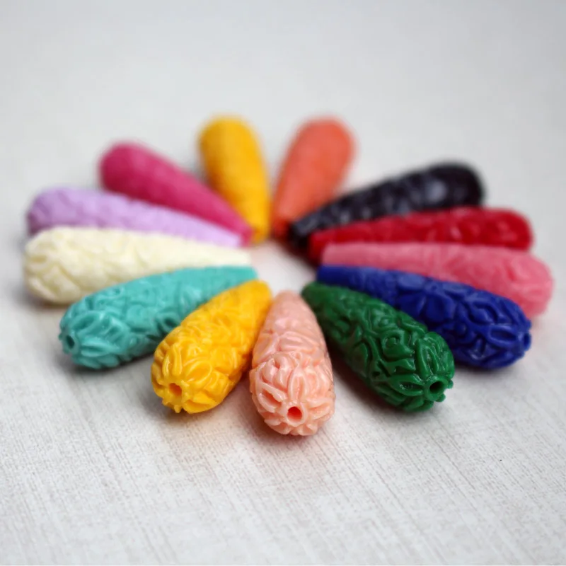 

10 шт./лот 27 мм 33 мм 40 мм коралловые бусины большой коралловый цветок бусины кабошон в форме капли разные цвета для изготовления ювелирных изд...