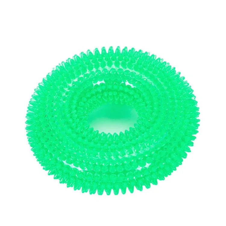 Green S/L пищалка жевательные игрушки для домашних животных для Золотого ретривера большие собаки тренировка смешная Жевательная колючка круг маленькая звуковая игрушка для собаки Интерактивная - Цвет: Green