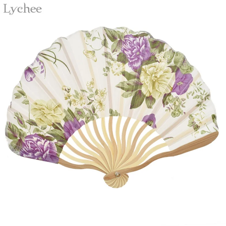 2 Lychee Life 1 шт. винтажный цветочный узор ручной вентилятор вечерние складной ручной вентилятор тканевый Карманный складной веер вечерние подарок на свадьбу - Цвет: 2