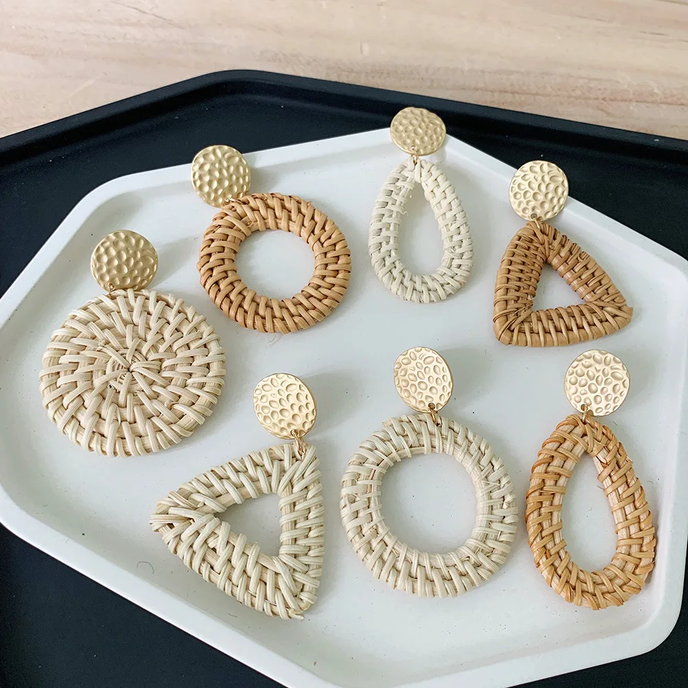 Женские винтажные серьги подвески из ротанга богемные ручной работы смолы вечерние ювелирные изделия
