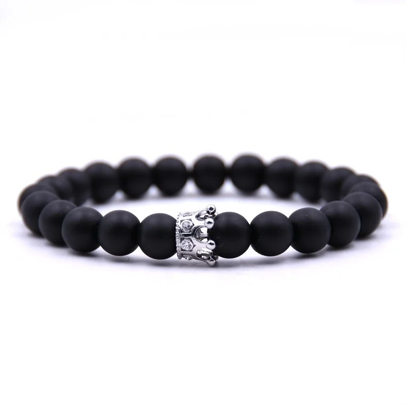 Fashion Personality Crown Bracelet Casual Matting Beads Bracelets for Women Men | Украшения и аксессуары