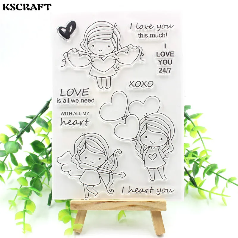 KSCRAFT Love You прозрачные силиконовые штампы для скрапбукинга DIY/изготовление