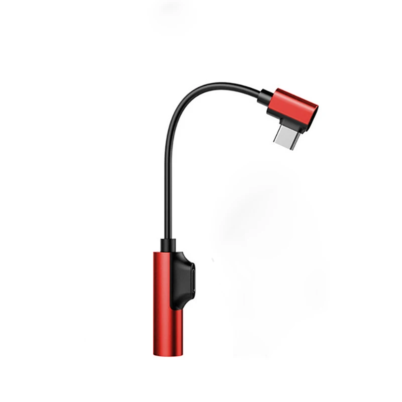 Usb type c до 3,55 мм разъем аудио сплиттер для наушников кабель для наушников aux 3,5 адаптер зарядное устройство usb-c для xiaomi mi 8 для huawei nova3 - Color: red