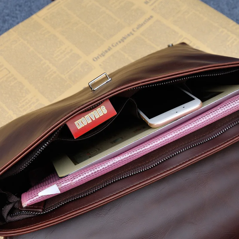 

Vintage Women Men Briefcase Crazy Horse PU Leather Men's Messenger Bag Business Laptop Shoulder Bag Casual Travel Crossbody Bags