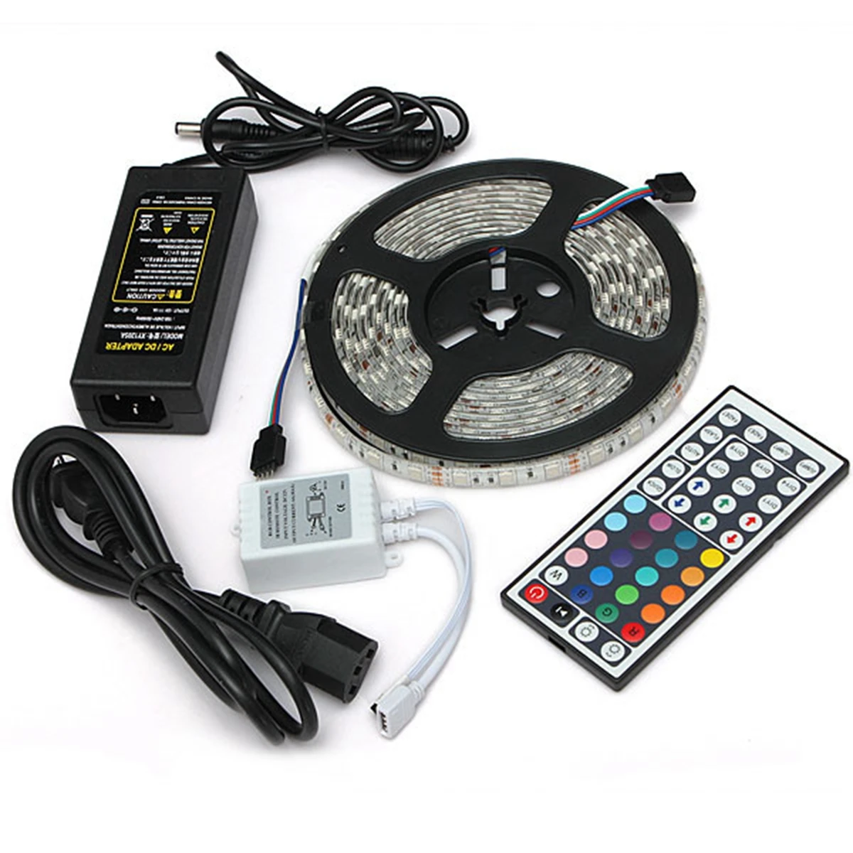 

Водонепроницаемая светодиодная RGB лента SMD5050, 5 м, 300 светодиодов, 44 кнопки, пульт дистанционного управления, 12 В, 5 А, трансформатор, Рождестве...