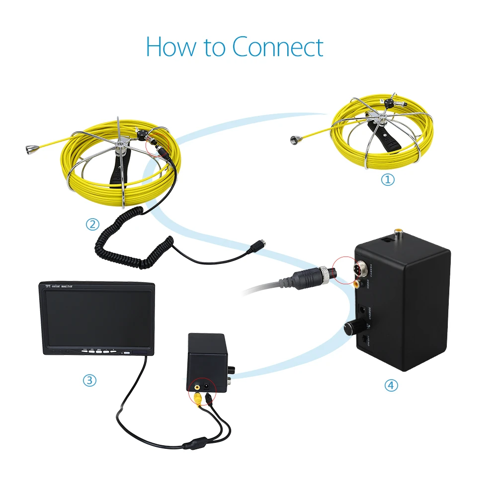 Подводная камера с кабелем 20 м промышленная эндоскоп ЖК дисплеем запись видео 12 в