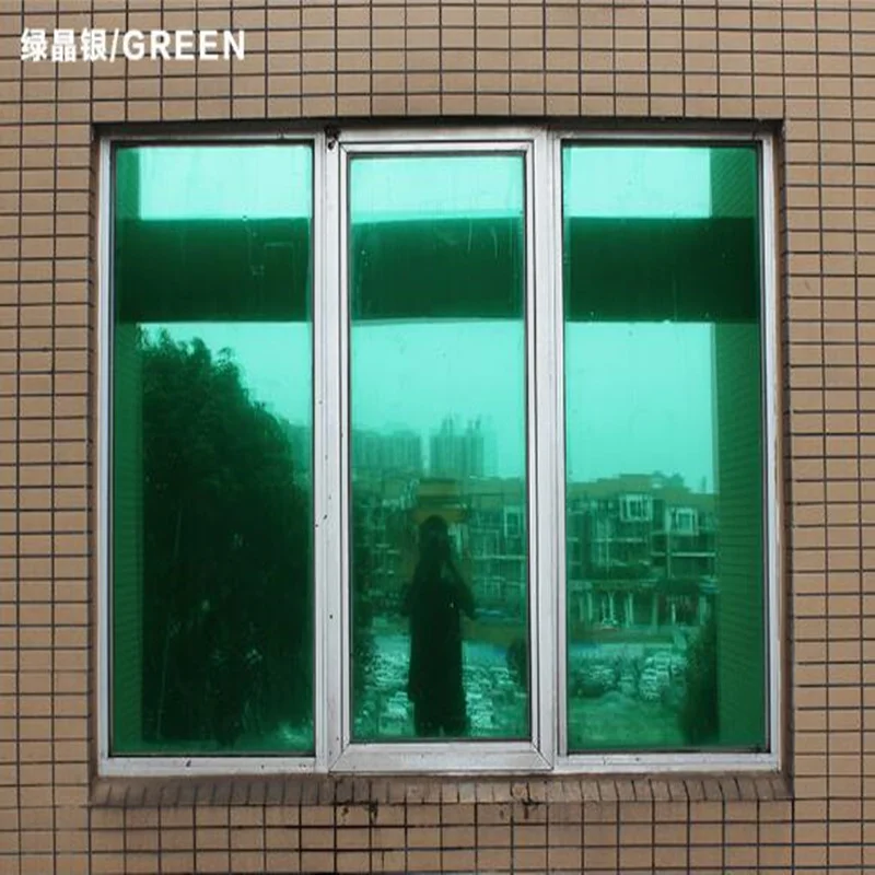 1 рулон зеленая и серебряная оконная пленка одностороннее отражающее зеркало УФ