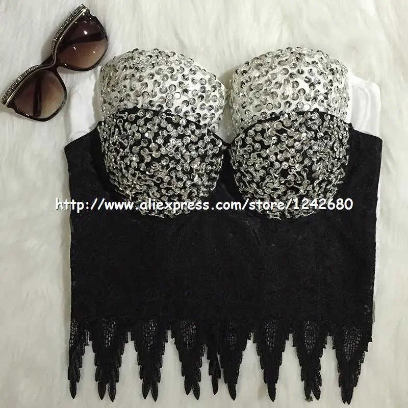 Новые бриллианты вышивка кружева Bralet женские бюстье бюстгальтер обрезанный Топ Плюс Размер