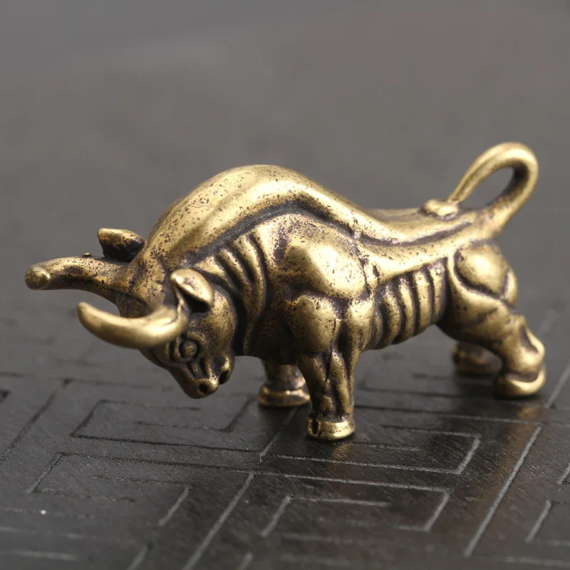 Bull Pendant Настенная улица медная зарядка бык Брелки Кулон Винтаж латунь коррида животных брелок талисман Брелки украшения дома - Цвет: Bull Pendant