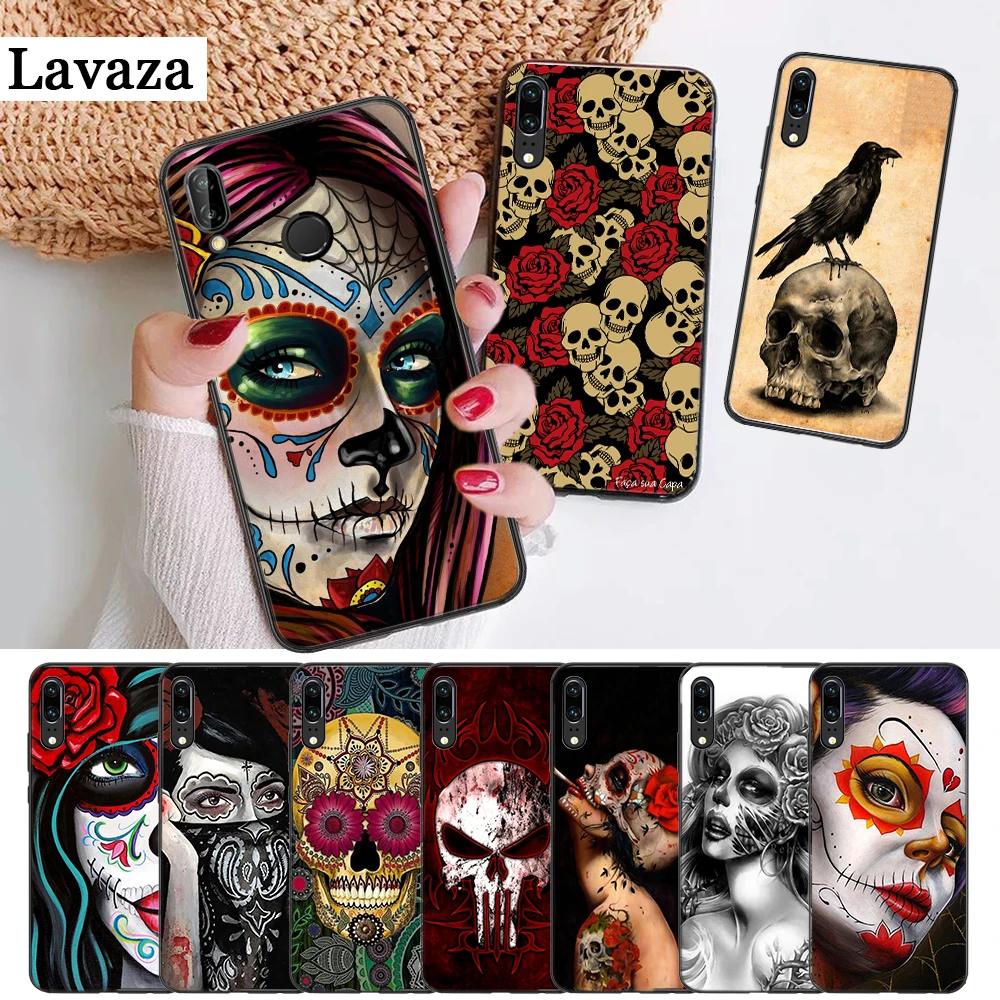 Силиконовый чехол с татуажем мексиканской девушки черепа для Huawei P8 Lite 2015 2017 P9 2016