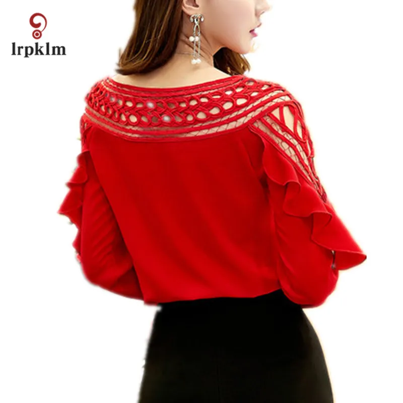 Большие размеры 3XL новинка 2017 весенне-осенняя женская шифоновая блузка с