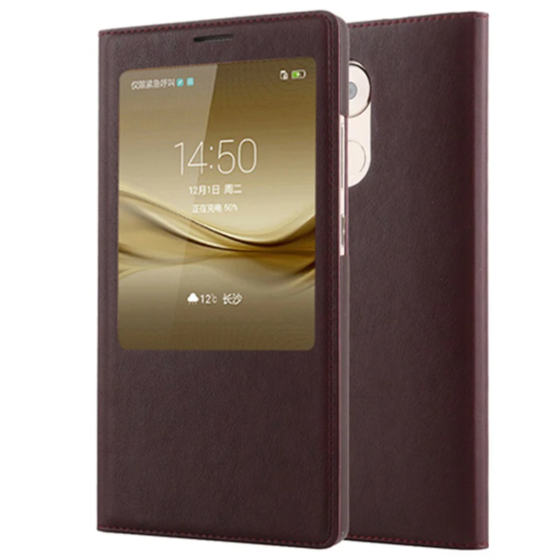 Brown Флип-чехол для huawei mate 8, кожаный чехол 6,0 дюйма, умный чехол с окном, кожаный чехол для huawei mate 8, чехол, золотистый - Цвет: Brown