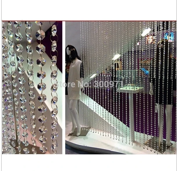 Цепочка с восьмиугольными бусинами 20 м/лот 14 мм Хрустальные стеклянные занавески