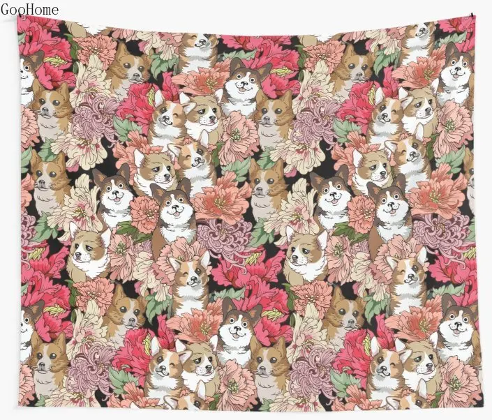 Корги цветочные стены Гобеленовое покрывало пляжное полотенце пледы одеяло для