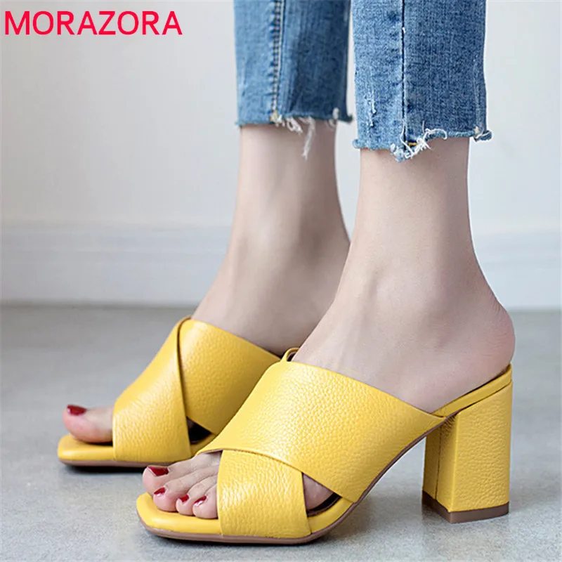 MORAZORA/2020 новые женские босоножки из коровьей кожи однотонные летние туфли простые