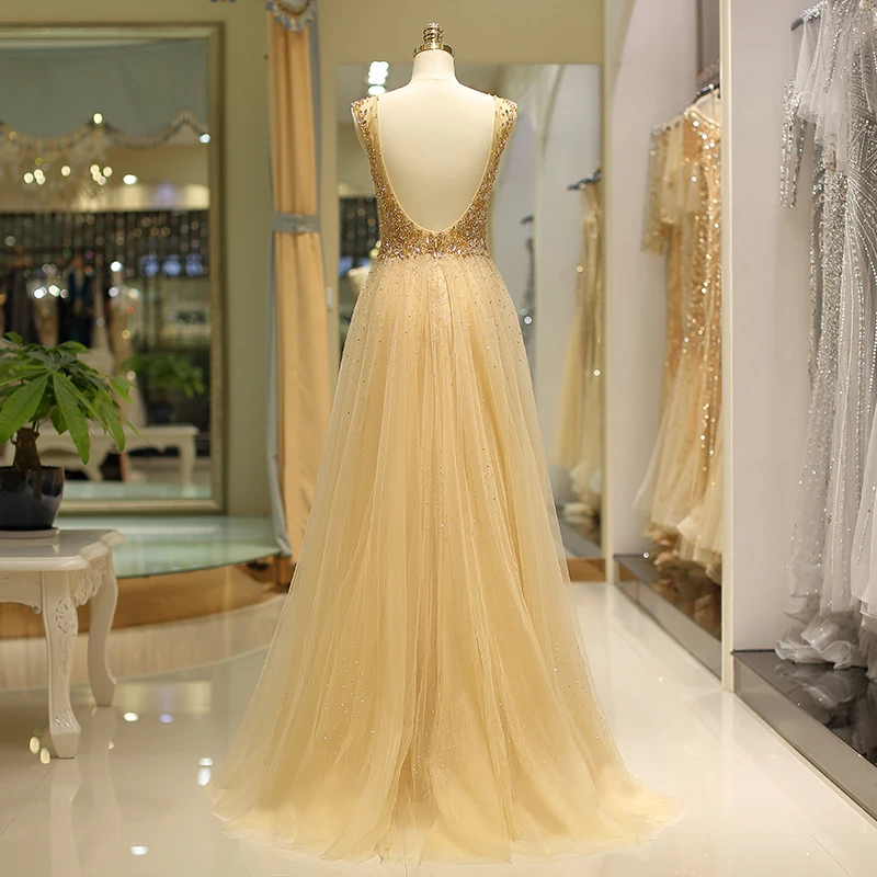 ruthshen 2020 New Handmade Diamonds Transparent Prom Dresses Sexy Open Back Formal Party Dress Illusion Vestido De Formatura | Свадьбы и
