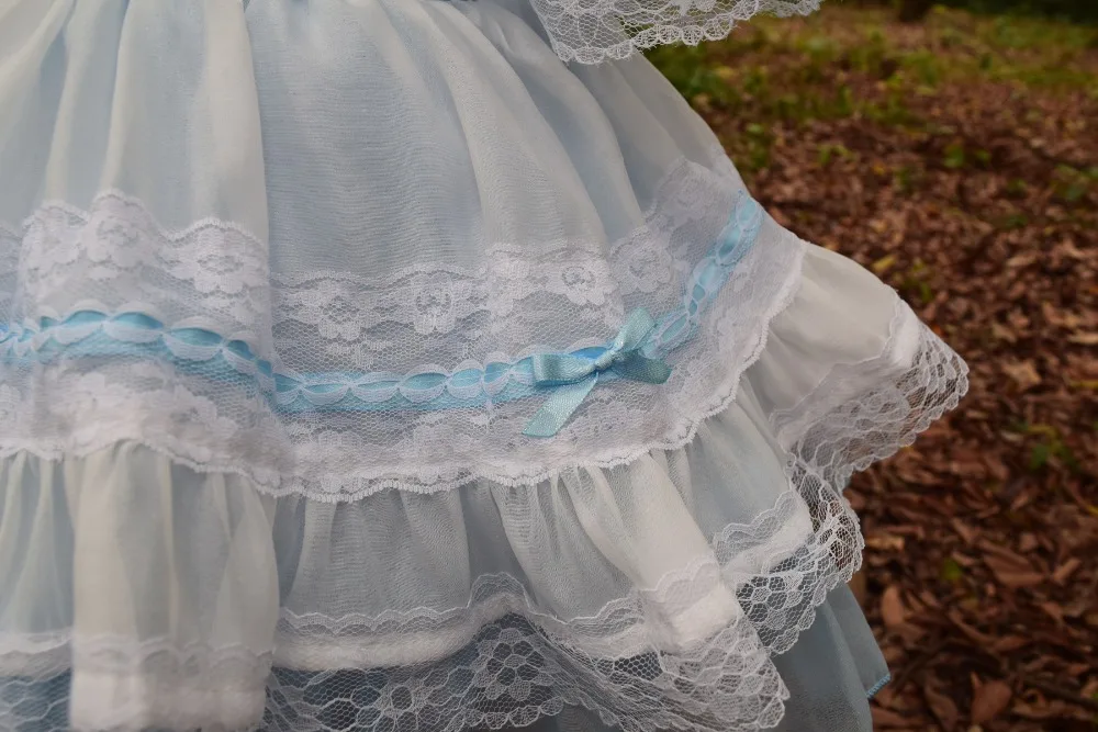 Girl Summer Vintage Spanish Flower Lace Dress PomPom Party Birthday Photography Dress- bule pink yellow | Детская одежда и обувь