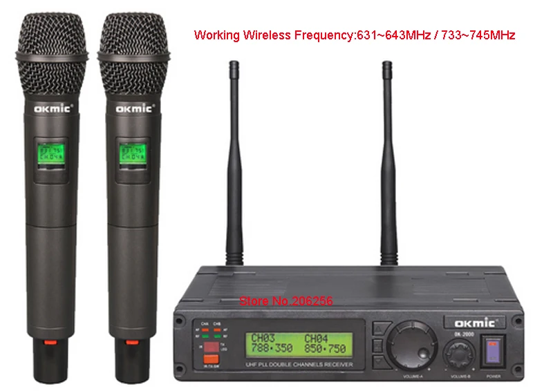 Новый OK 2000 2H Двойной Профессиональный UHF/PLL истинное Разнообразие беспроводной