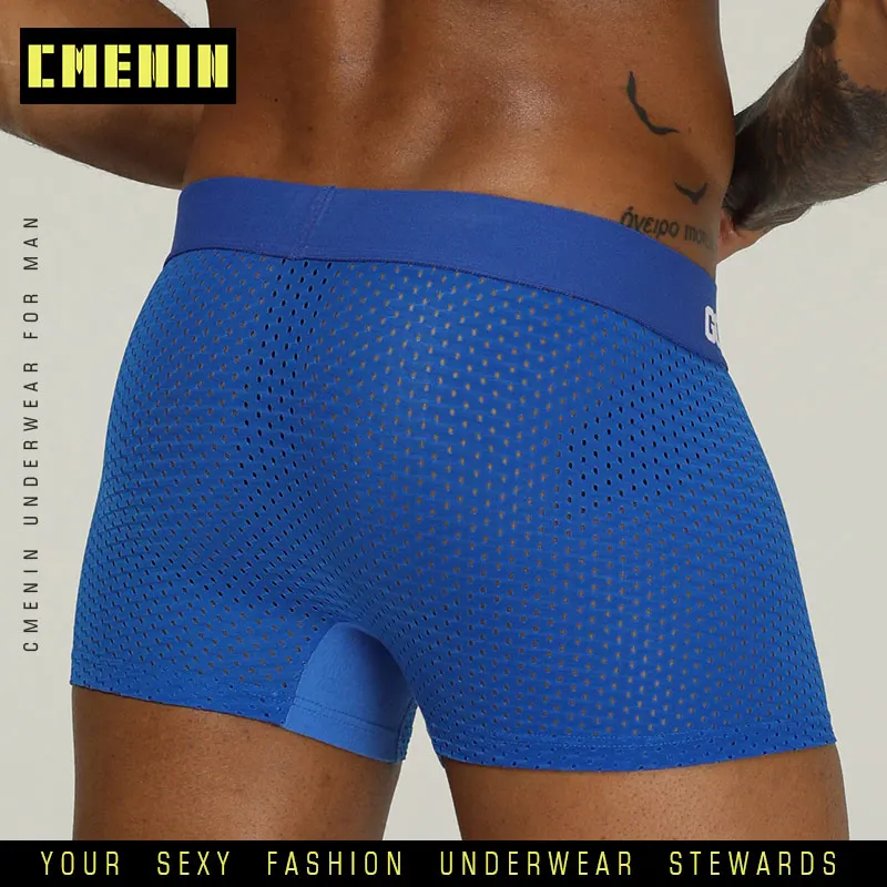 Трусы боксеры ORLVS мужские сетчатые дышащие однотонные шорты пикантное нижнее