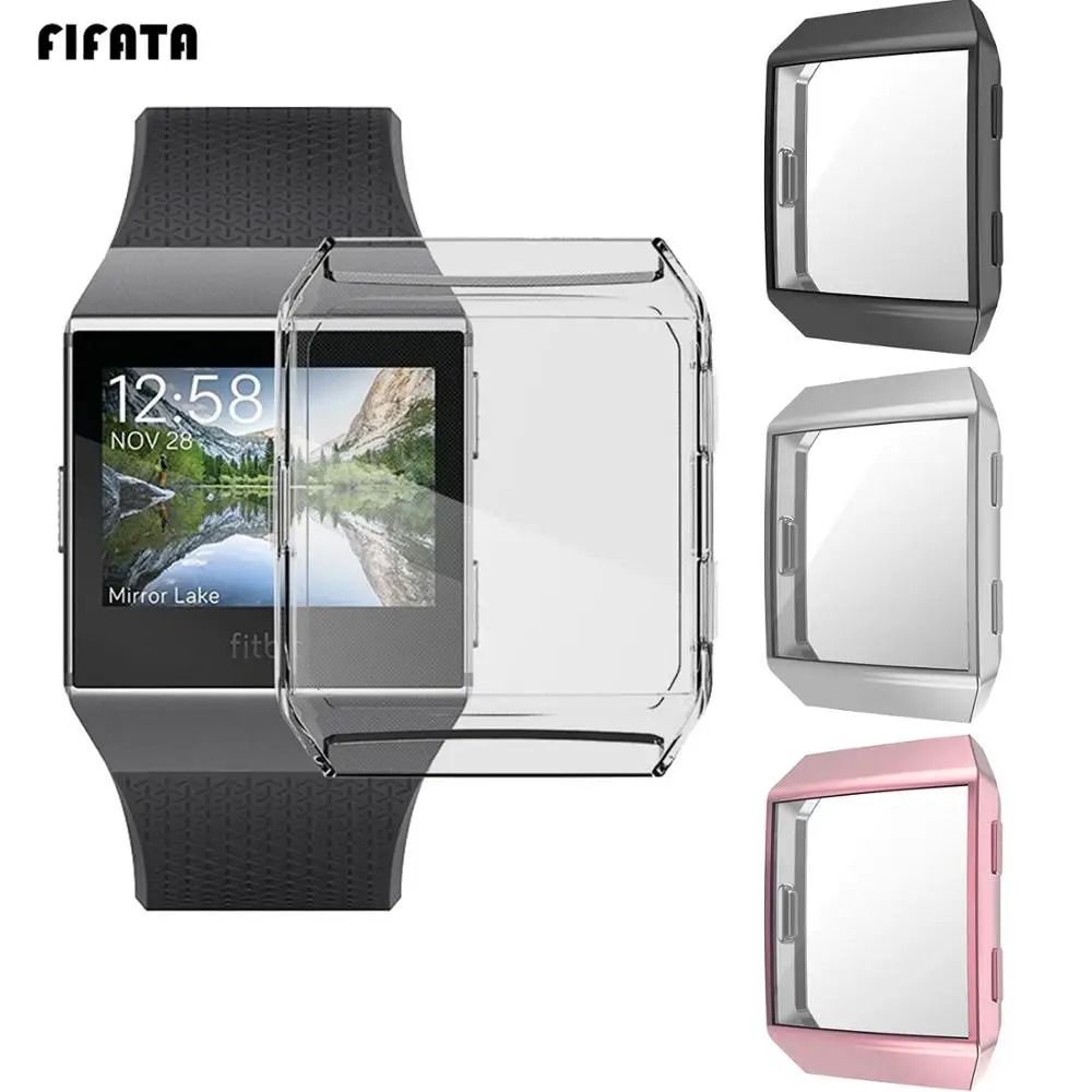 FIFATA Silicone Frame Skin Cover Case For Fitbit Ionic TPU Protective Shell Smart Watch Screen Protector Anti-Scratch Frame