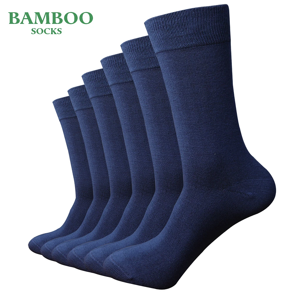 Match-Up Men Bamboo Light Blue Socks Breathable Anti-Bacterial man Business Dress Socks (6 Pairs/Lot)