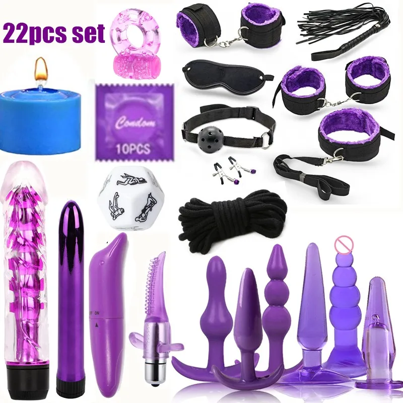 Набор из 22 предметов наручники для бондажа секс кнут металлическая Анальная