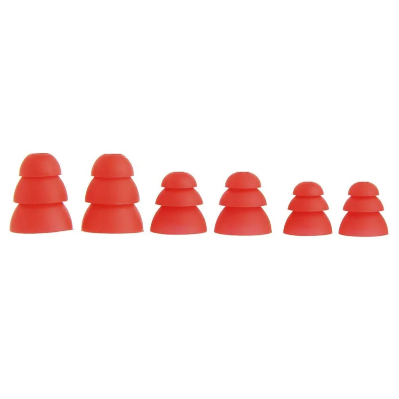 6 PCS red 6 шт/3 пары наушников, трехслойные силиконовые наушники-вкладыши, крышки, сменные наушники-вкладыши, наушники-вкладыши, амбушюры - Цвет: 6 PCS red