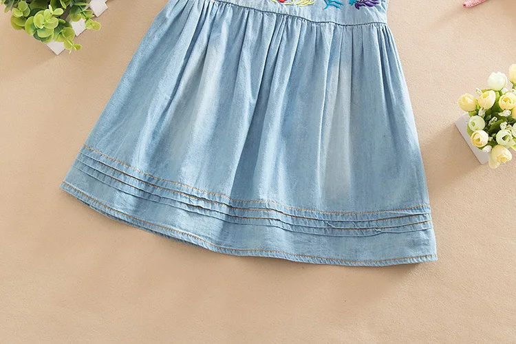 Girls Denim Dress 2021 Princess Embroidered Sleeveless High Quality Casual Comfortable Brand Children's Clothing | Детская одежда и