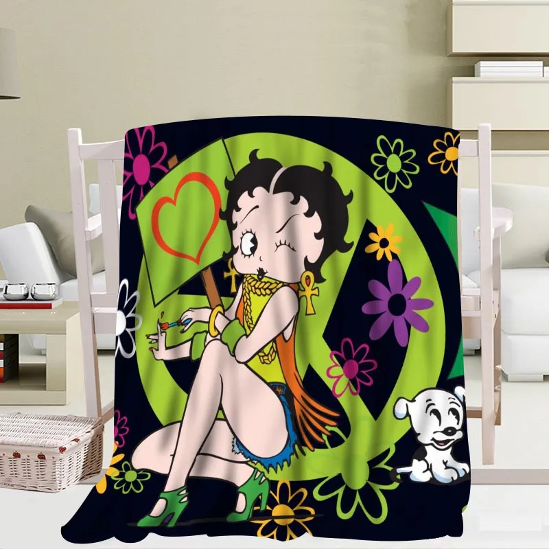 P+ Betty Boop одеяло мягкое DIY диван-кровать пледы одеяло детское взрослое теплое пользовательское одеяло размер 56x80Inch50X60Inch40X50Inch - Цвет: 9