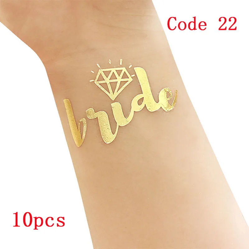10pcs-code22 10 шт. свадебное украшение невесты to be татуировки наклейки свадебные принадлежности Команда Невесты Девичник курица вечерние Фламинго Boda - Цвет: 10pcs-code22