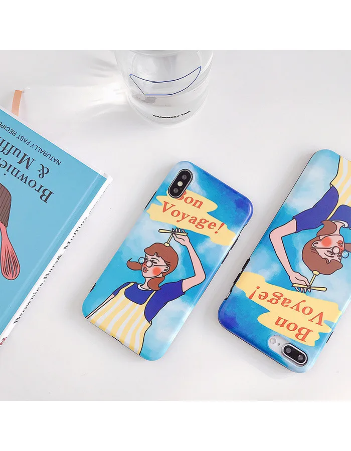 Luxury Glossy IMD Soft Silicone Cover for Apple iPhone case 7 8 Plus XR X XS Max 10 6 6S Cute Cartoon Free Fly Girl Love Coque |